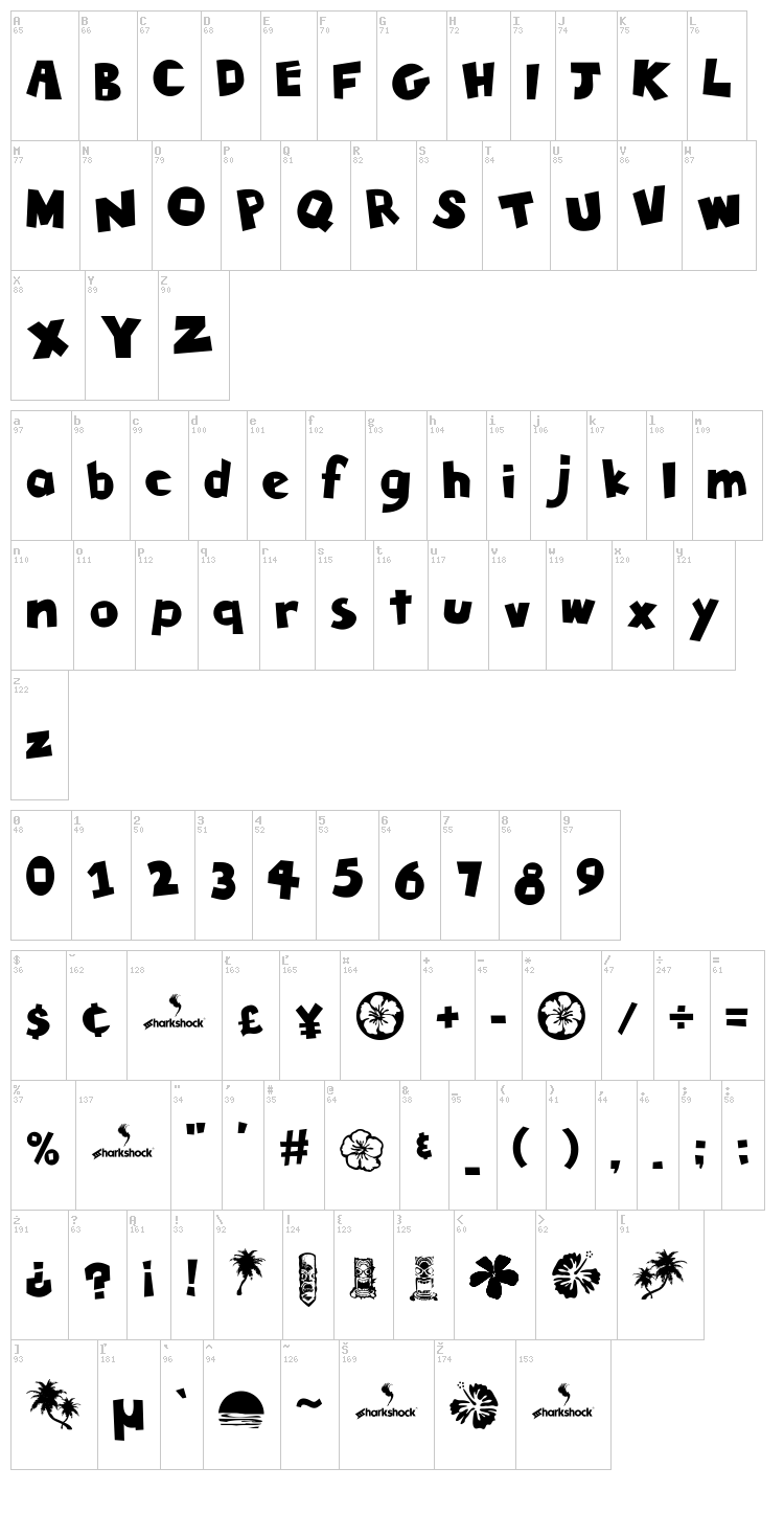 Tiki Tropic font map